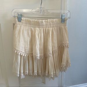Loveshackfancy cream cotton ruffle mini skirt